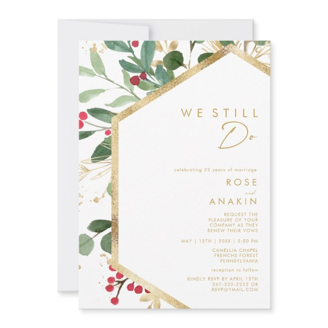 Modern Christmas Greenery | White We Still Do Invitation
