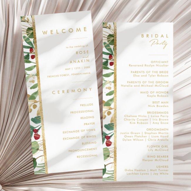 Modern Christmas Greenery | White Wedding Program