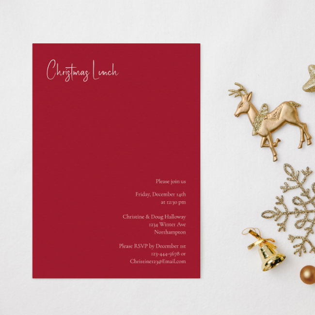 Modern Christmas | Red Lunch Invitation