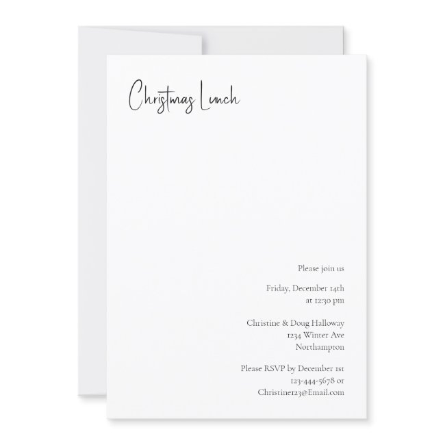 Modern Christmas Script Lunch Invitation