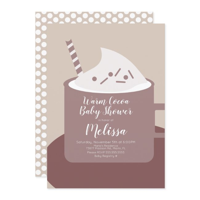 Modern Cocoa Hot Chocolate Mug Nuetral Baby Shower Invitation