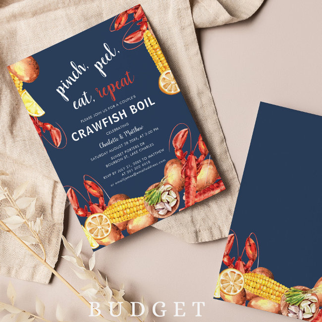 Modern Couples Engagement Crawfish Boil Invitation