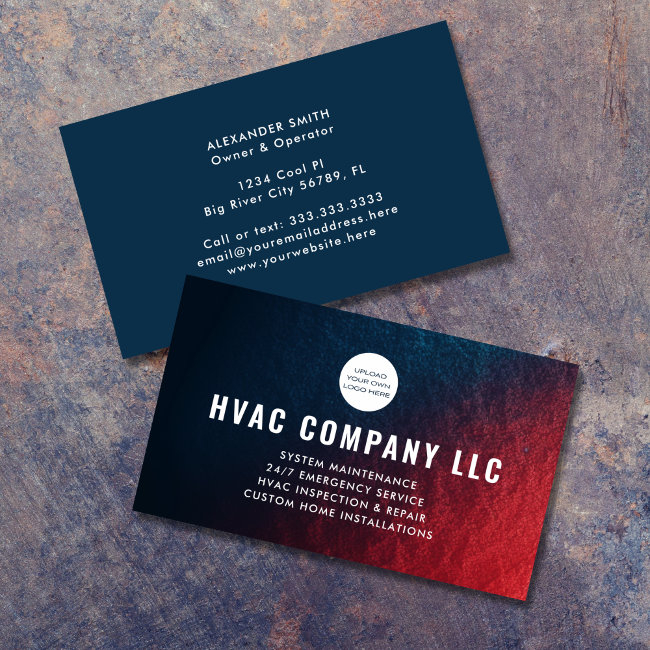 Modern Custom Logo Ac Heat Professional Hvac Business Invitations