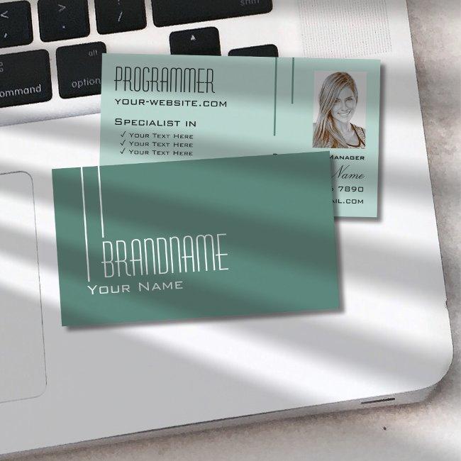 Modern Dark Light Teal With Photo Professional Business Invitations