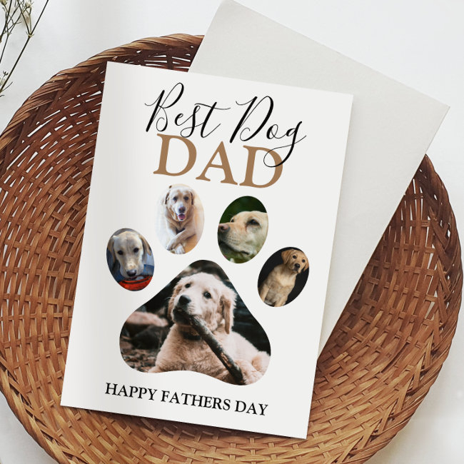 Modern Dog Dad | Photo Collage Holiday Invitations