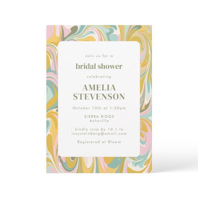 Modern Earthy Pastel Abstract Marble Bridal Shower Invitation