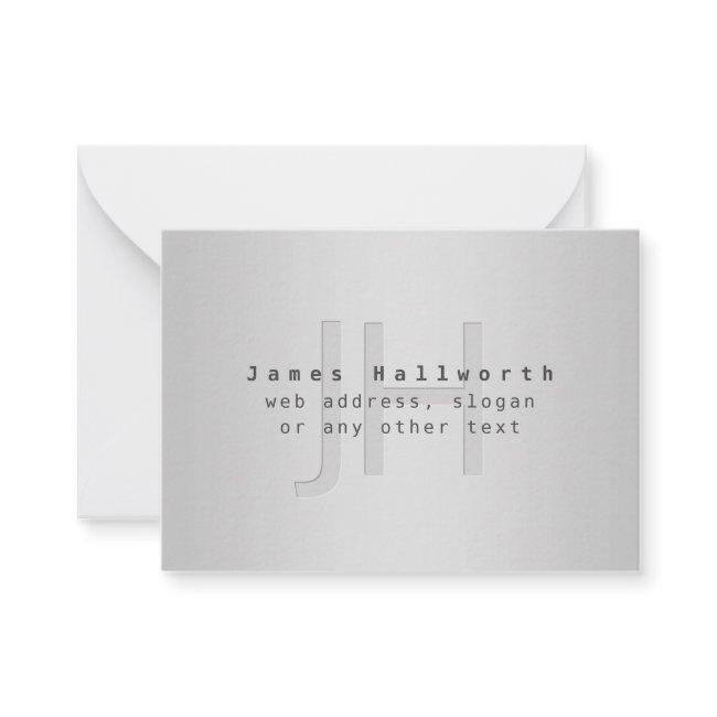 Modern Editable Name & Slogan | Grey Gradient Note Invitations