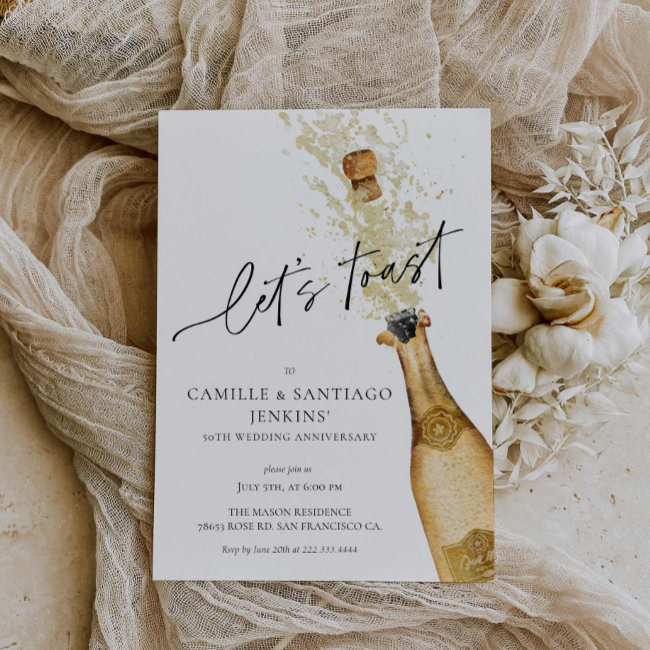 Modern Elegant 50th Wedding Anniversary Invitation