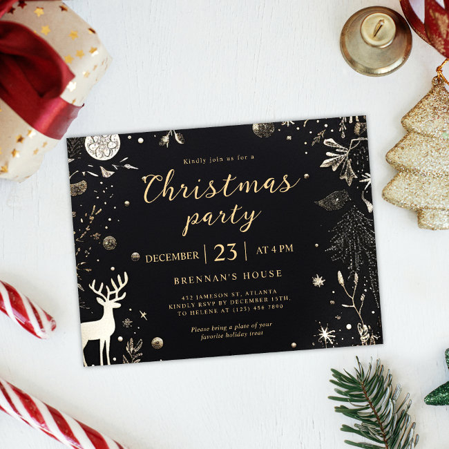 Modern Elegant Christmas Party Festive Holiday Postinvitations