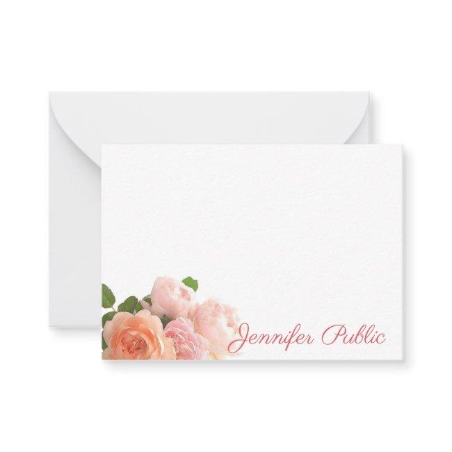 Modern Elegant Note Invitations Script Watercolor Roses