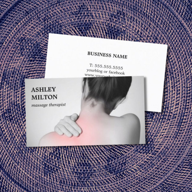 Modern Elegant Photo Massage Therapist Business Invitations