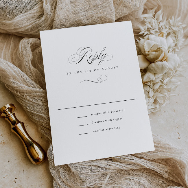 Modern Elegant Script Classic Wedding Rsvp Invitations