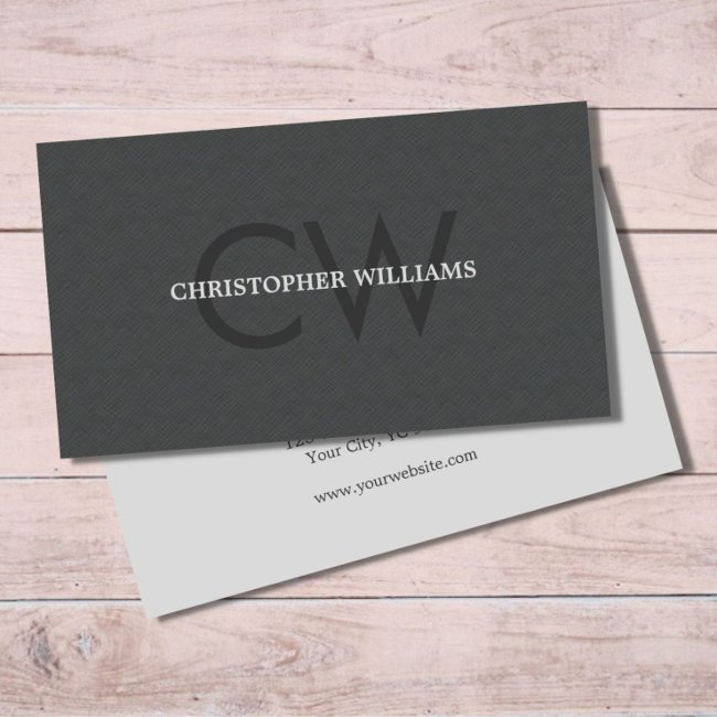 Modern Elegant Texture Gray Monogram Consultant Business Invitations