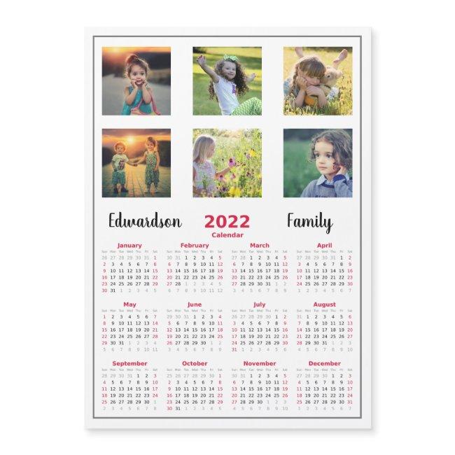 Modern Family Photo Collage Magnetic Calendar