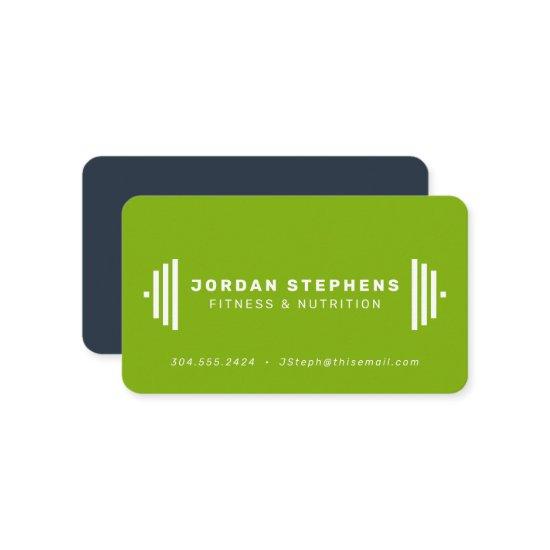 Modern Fitness Trainer Coach Bright Green Blue Business Invitations