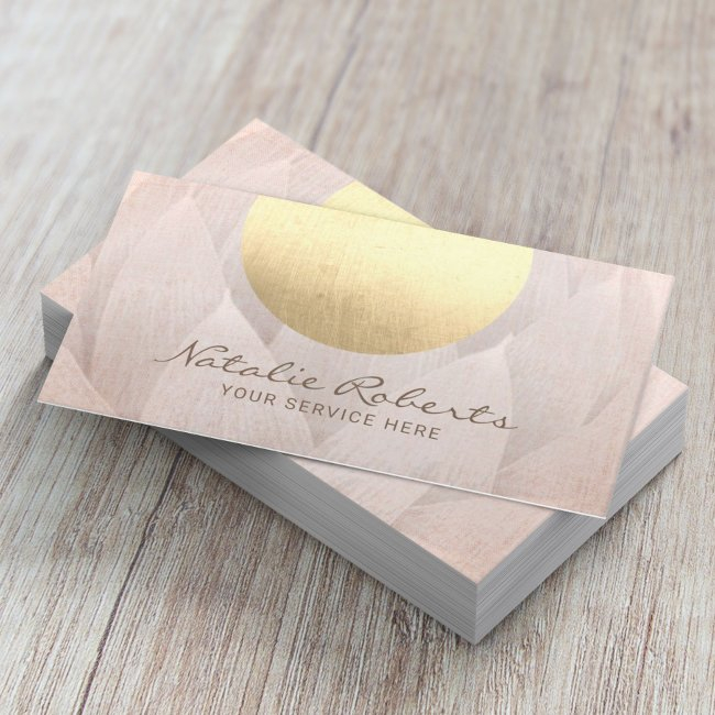 Modern Gold Circle Lotus Flower Salon & Spa Business Invitations
