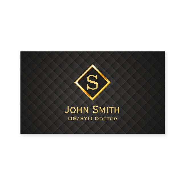 Modern Gold Diamond Monogram Ob/gyn Business Invitations