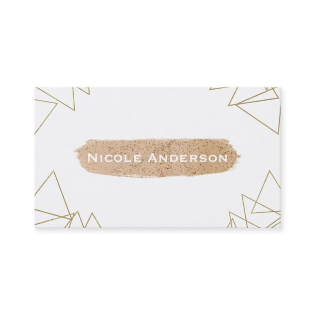 Modern Gold Geometric Triangles Peach Brush Modern Business Invitations