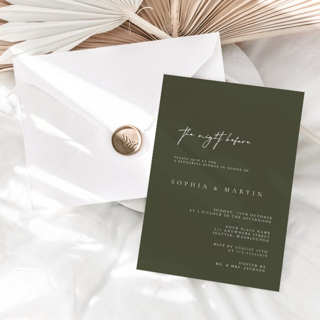 Modern Green The Night Before Rehearsal Dinner Invitation