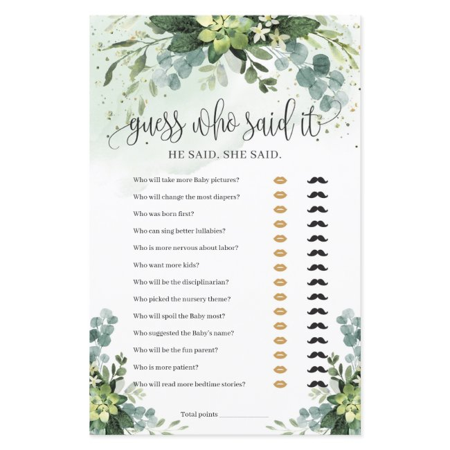 Modern Greenery Succulent Guess Who Said It Game