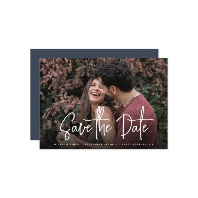 Modern Handwritten Script Photo Wedding Save The Date
