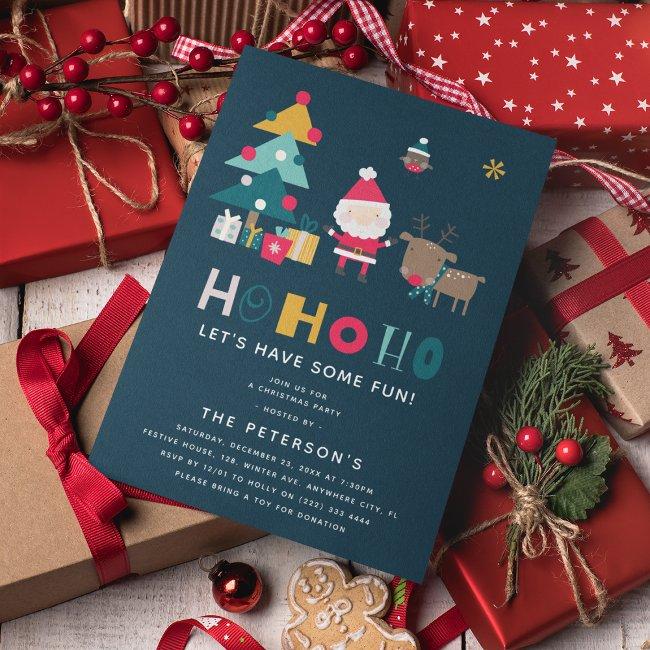 Modern Ho Ho Ho Christmas Party Invitation