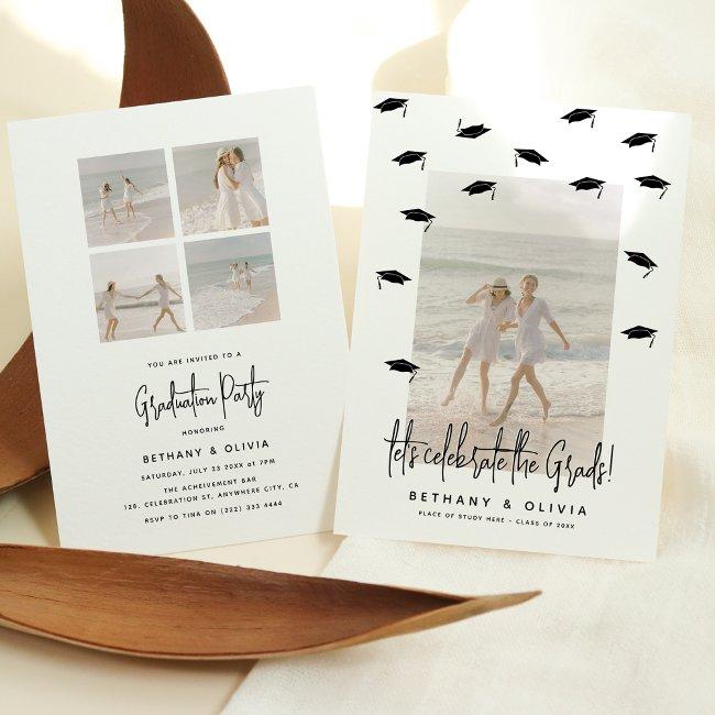 Modern Joint Graduate Graduation Celebration Invitation