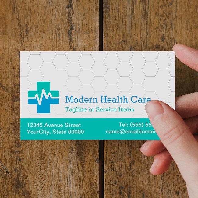 Modern Medical Health Care - White Green Blue Business Invitations Magnet