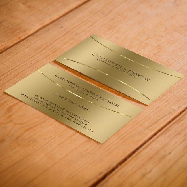 Modern Metallic Faux Gold Stainless Steel Look Business Invitations