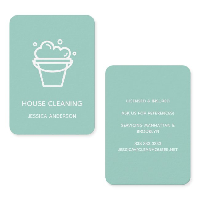 Modern Minimal Bucket Logo House Cleaning Maid Business Invitations