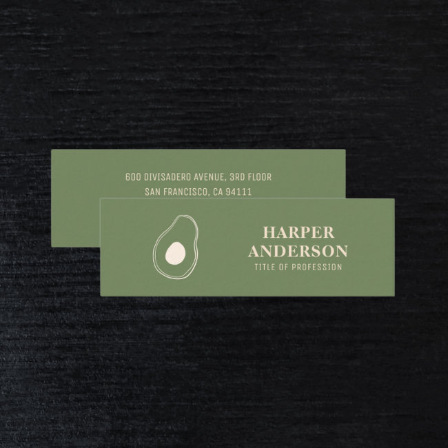Modern Minimal Green Avocado Professional Mini Business Invitations