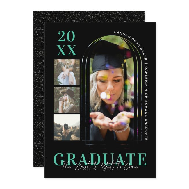 Modern Minimal Simple Arched Graduation 4 Photo Announcement