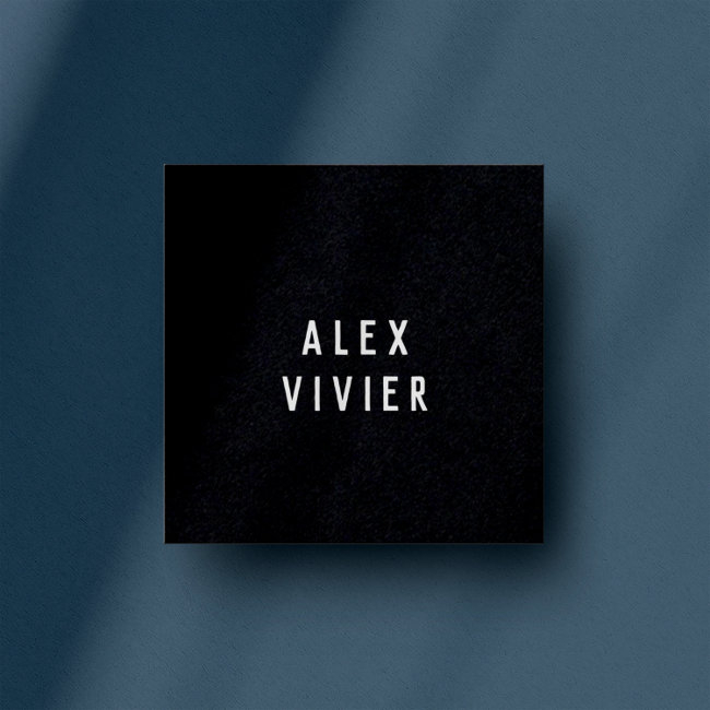 Modern Minimal Typography Black Paper Square Business Invitations