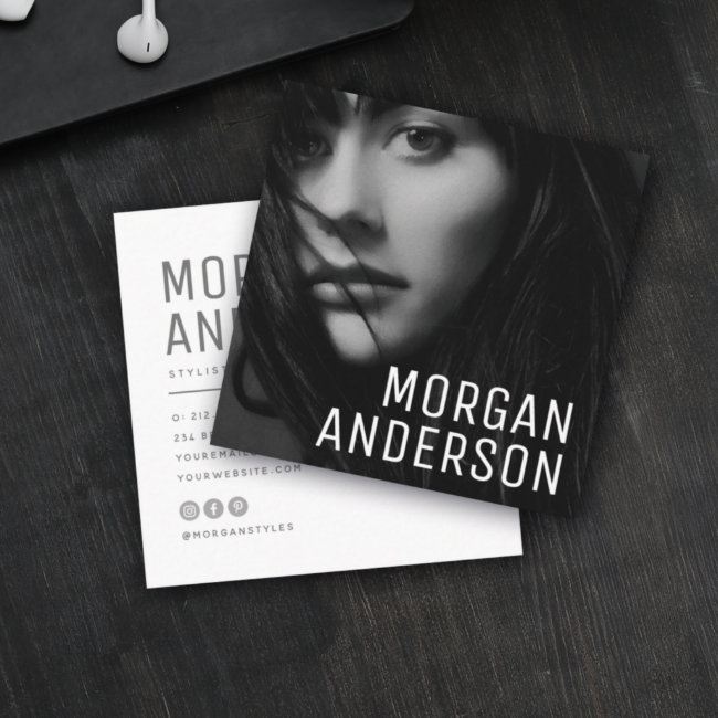 Modern Minimalist Simple Professional Photo Square Business Invitations