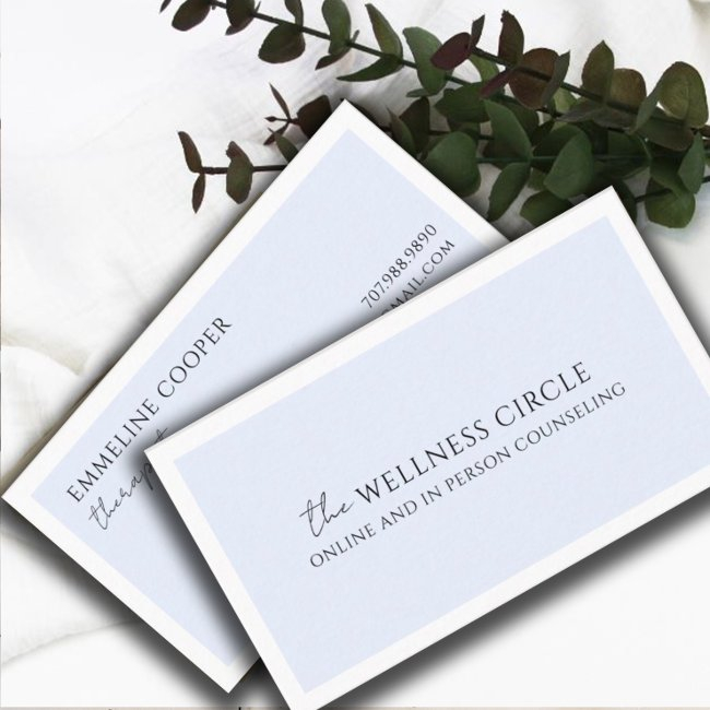 Modern Minimalist Therapist Pastel Blue Business Invitations