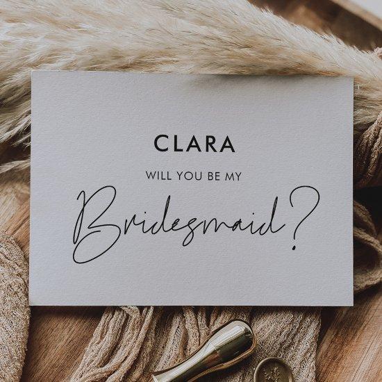 Modern Minimalist Will You Be My Bridesmaid Invitations