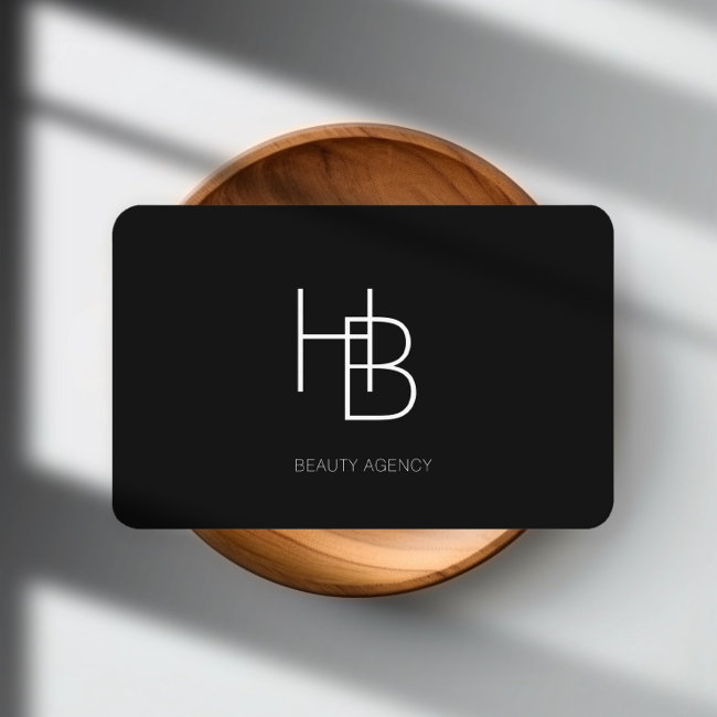 Modern, Monogram, Black Business Invitations