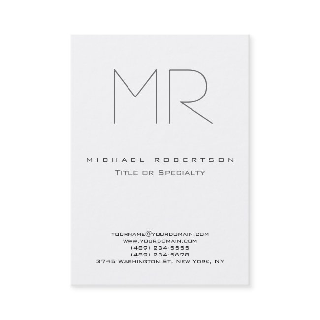 Modern Monogram Grey White Clean Business Invitations