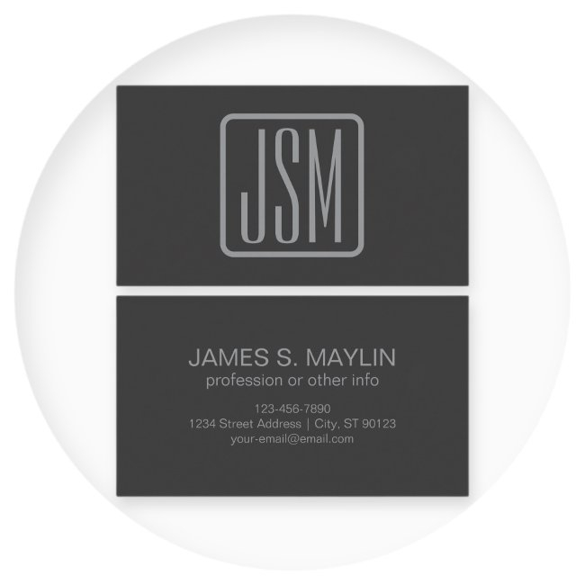 Modern Monogrammed Initials | Dark Gray Business Invitations