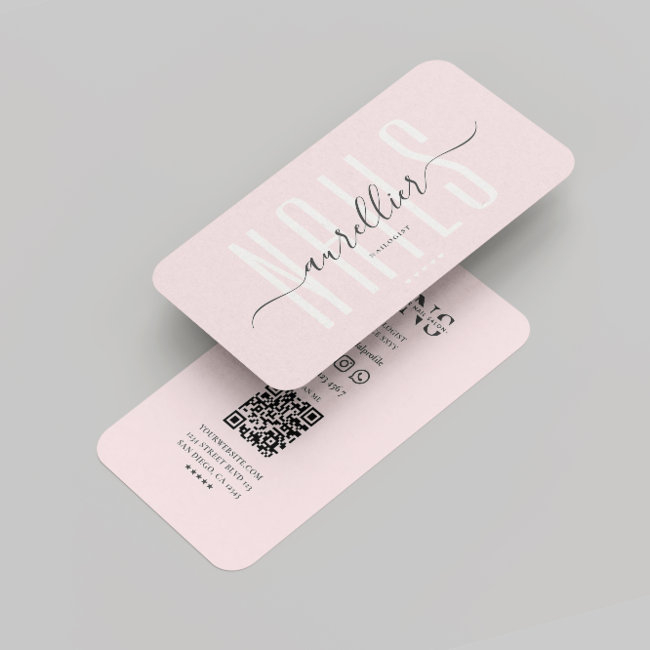 Modern Nail Artist Nail Technician Monogram Pink Business Invitations