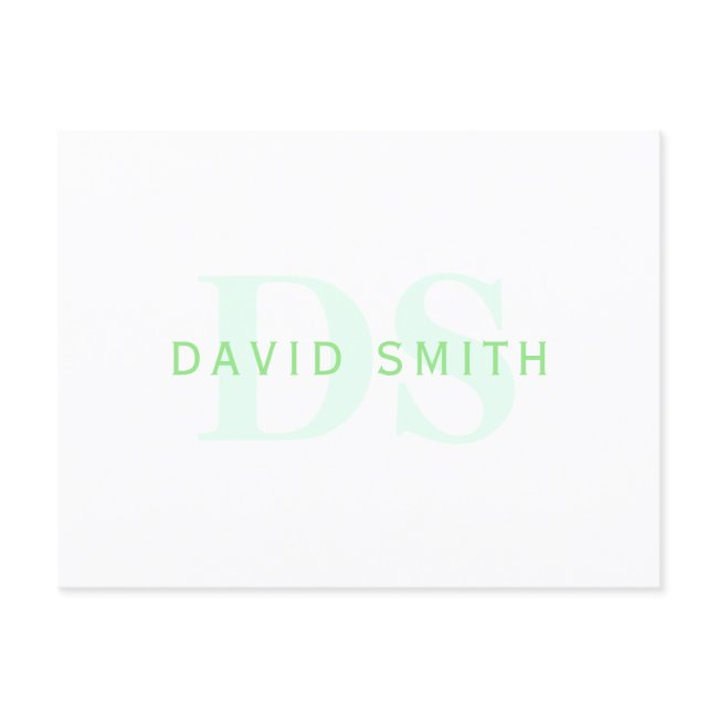 Modern Name & Monogram | Green & White Invitation Postinvitations
