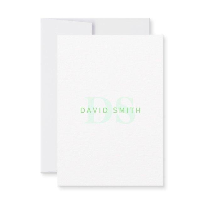 Modern Name & Monogram | Green & White Thank You Invitations