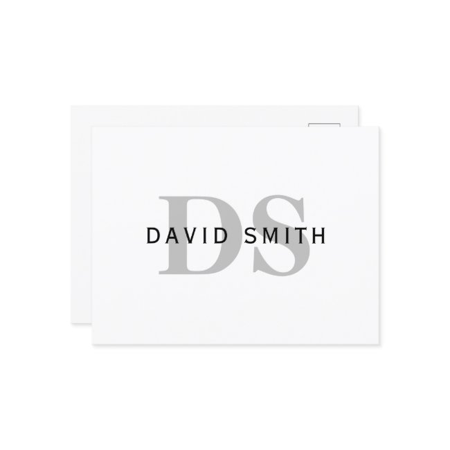 Modern Name & Monogram | White Black & Grey Invitation Postinvitations