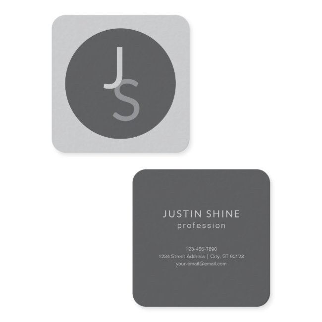 Modern Overlapping Monogrammed Initials | Gray Square Business Invitations