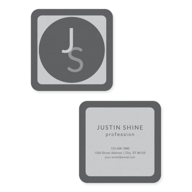 Modern Overlapping Monogrammed Initials | Gray Square Business Invitations