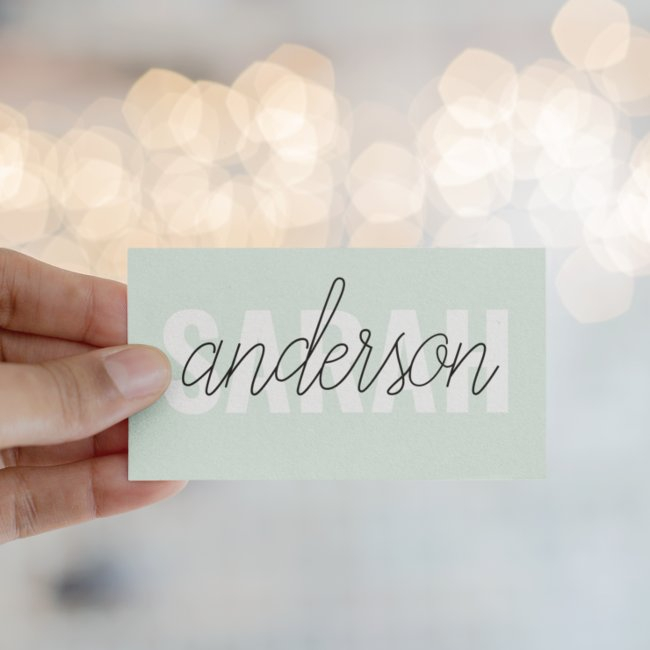 Modern Pastel Green Beauty Personalized You Name Business Invitations