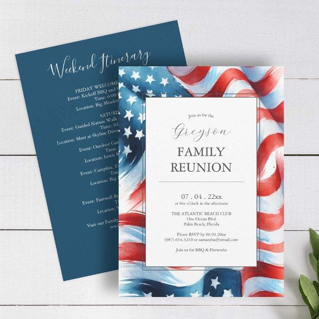 Modern Patriotic Family Reunion Itinerary Invitation
