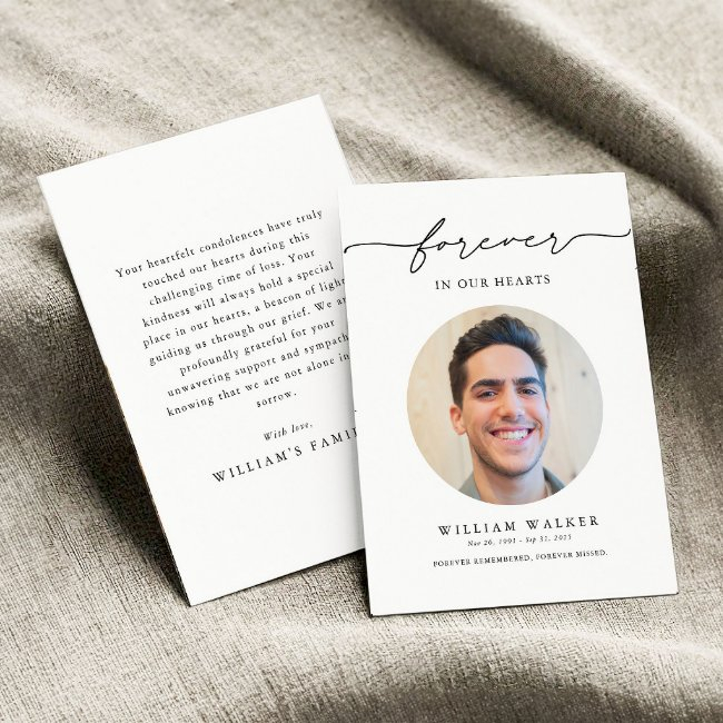 Modern Photo Bereavement Sympathy Funeral Memorial Thank You Invitations