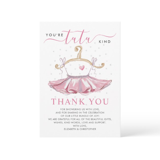 Modern Pink Tutu Ballerina Ballet Girl Baby Shower Thank You Invitations