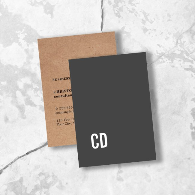 Modern Printed Kraft Grey White Monogram Business Invitations